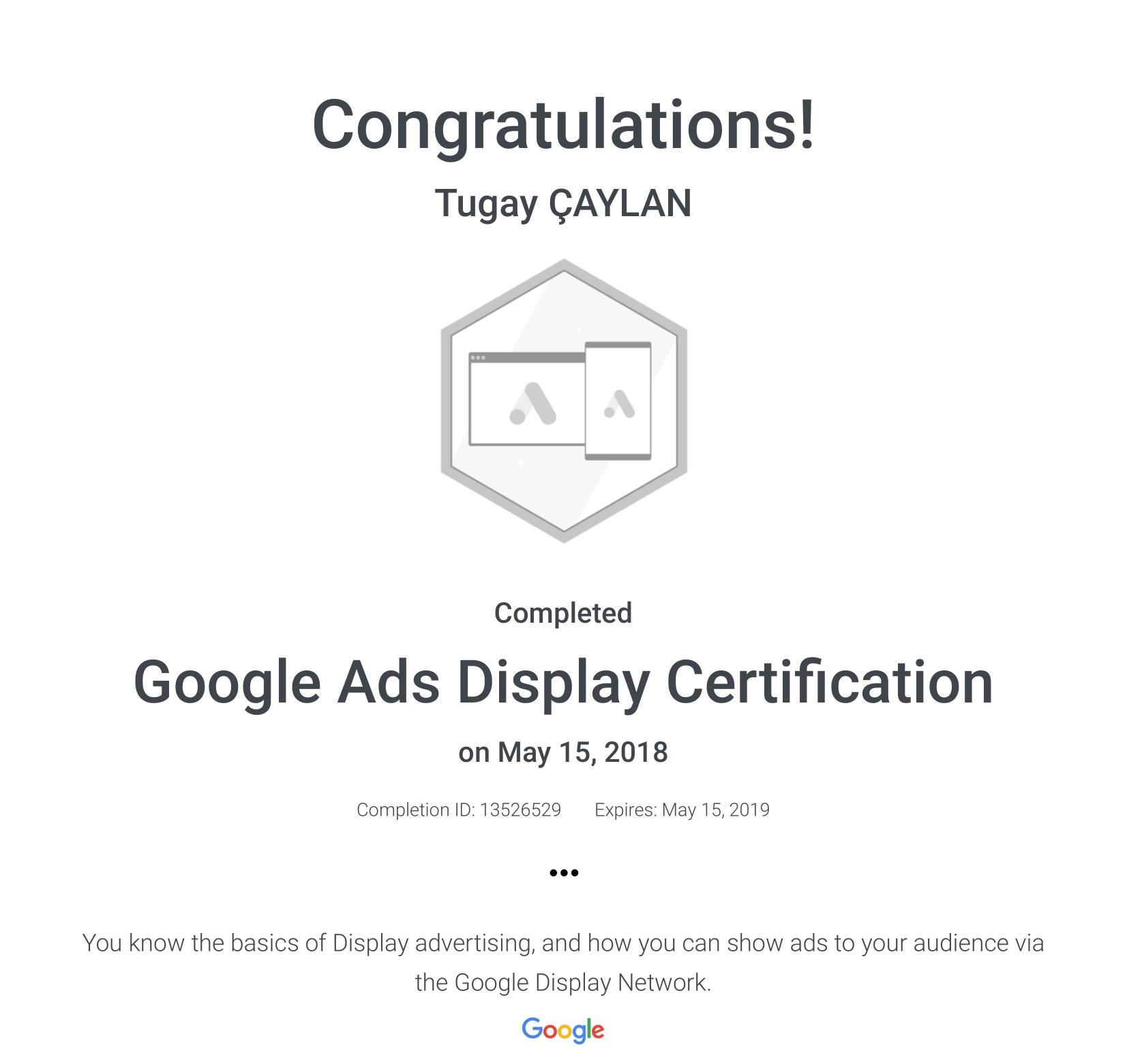 Google Ads Display Certification Google