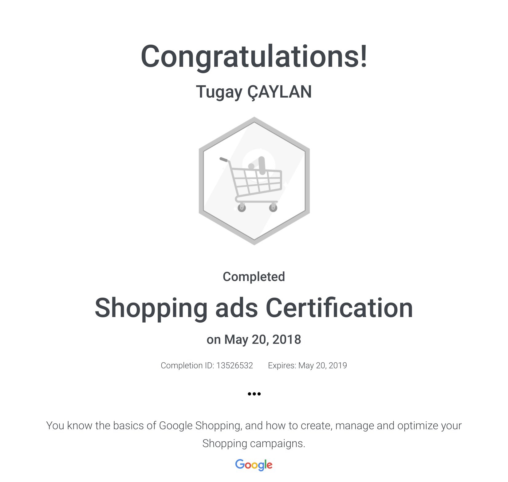 Shopping ads Certification Google